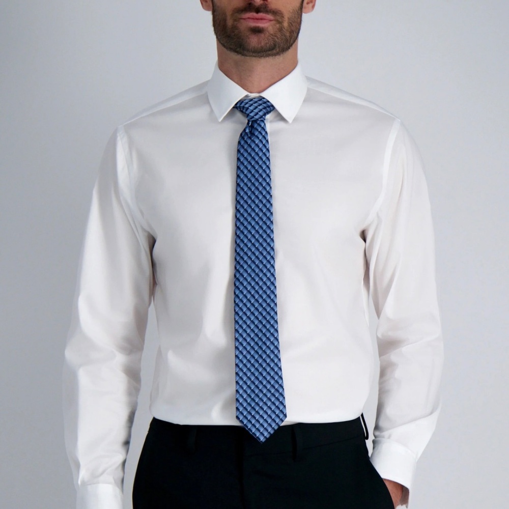 Haggar Classic Fit Dress White Button Down Shirt 17-17.5/ 32-33